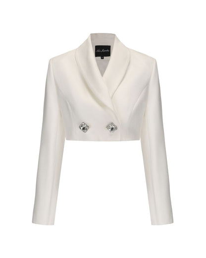 Veronica Crop Blazer (White)