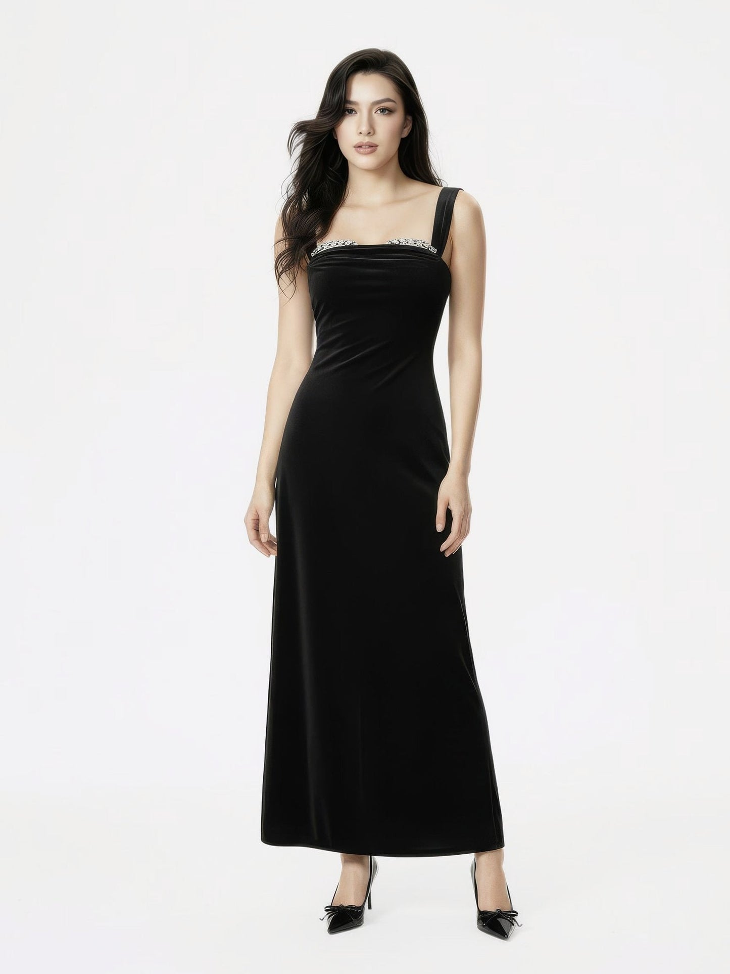Belle Velvet Maxi Dress (Black)