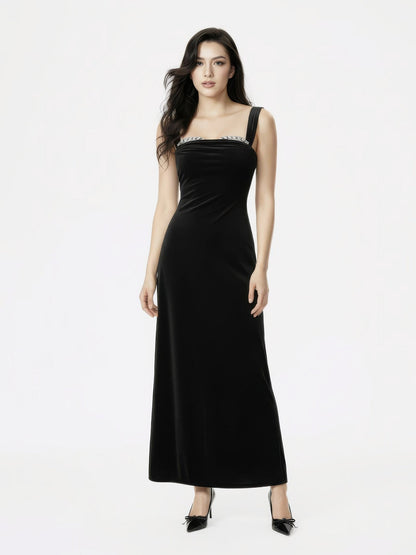 Belle Velvet Maxi Dress (Black)