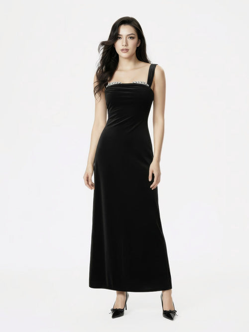 Belle Velvet Maxi Dress (Black)
