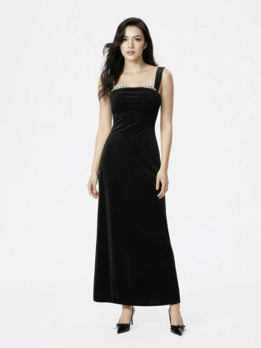Belle Velvet Maxi Dress (Black)