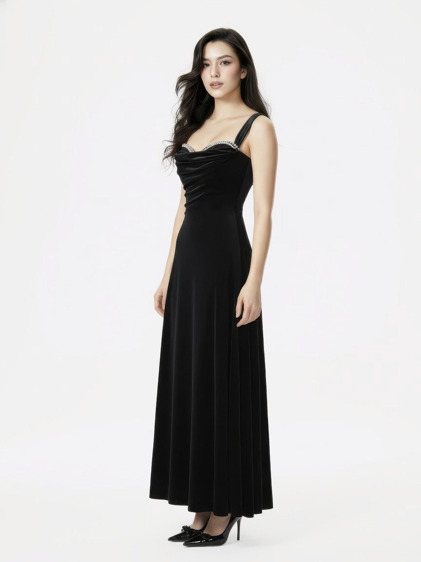Belle Velvet Maxi Dress (Black)