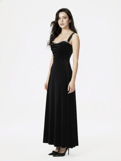 Belle Velvet Maxi Dress (Black)