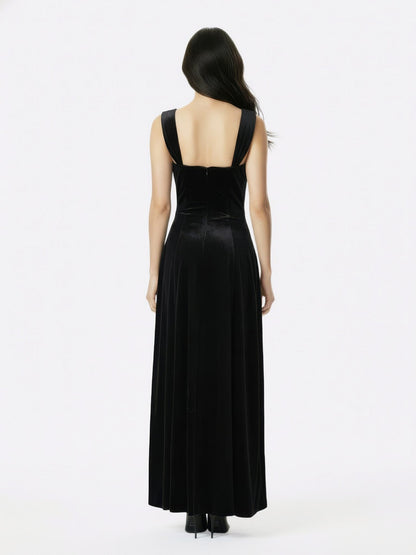 Belle Velvet Maxi Dress (Black)