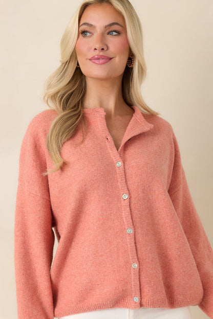 Sweet Simplicity Orange Sherbert Knit Button Front Cardigan