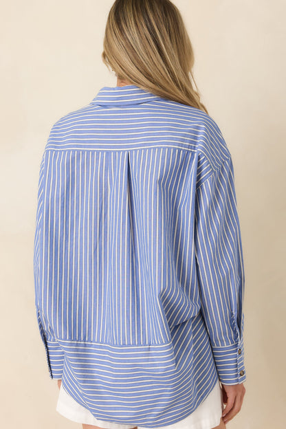 Just What You Wanted Navy Stripe Cotton Button Up Shirt