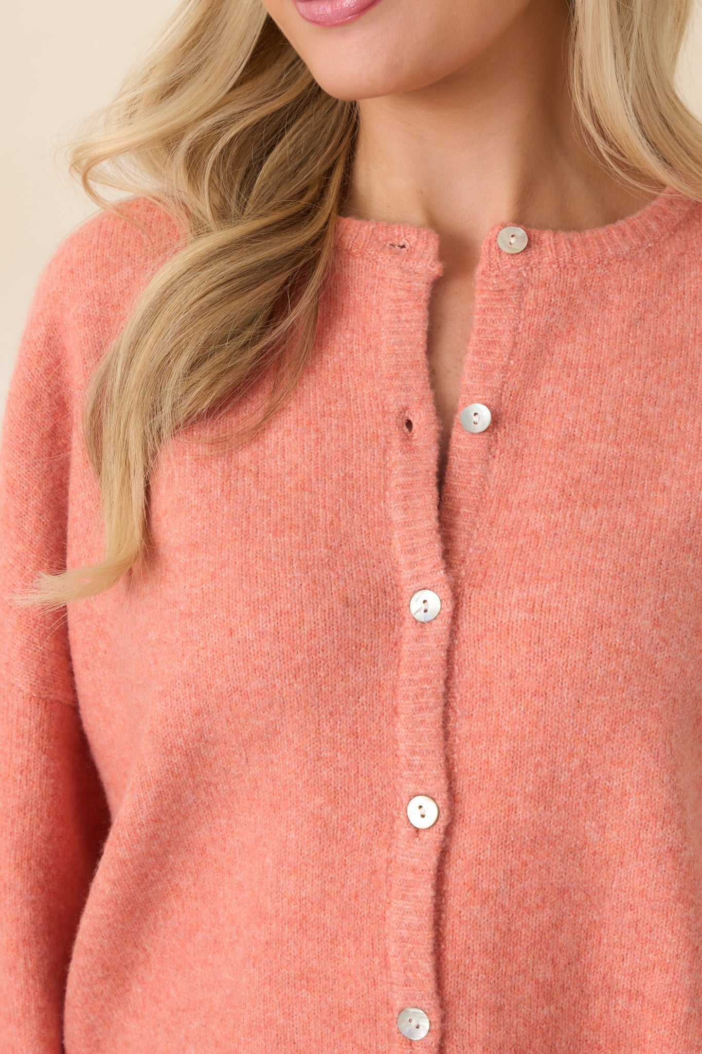 Sweet Simplicity Orange Sherbert Knit Button Front Cardigan