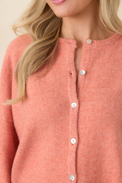 Sweet Simplicity Orange Sherbert Knit Button Front Cardigan