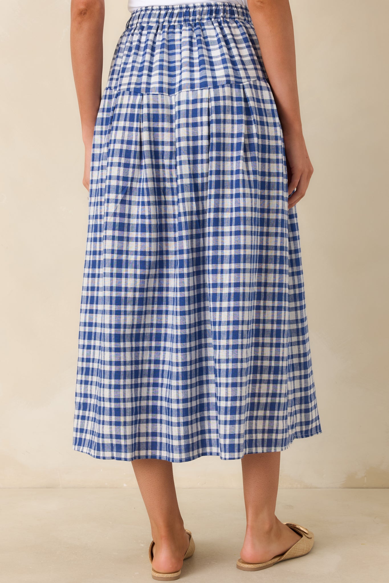 Fresh Air Feelings Blue Gingham Midi Skirt