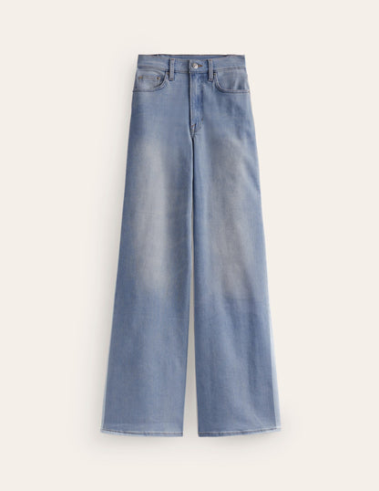 High Rise Wide Leg Jeans-Light Vintage