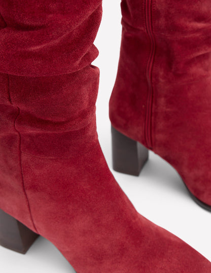 Vera Block Heel Point Boots-Red