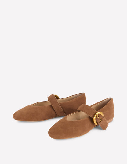 Kylie Flat Buckle Mary Janes-Raw Umber