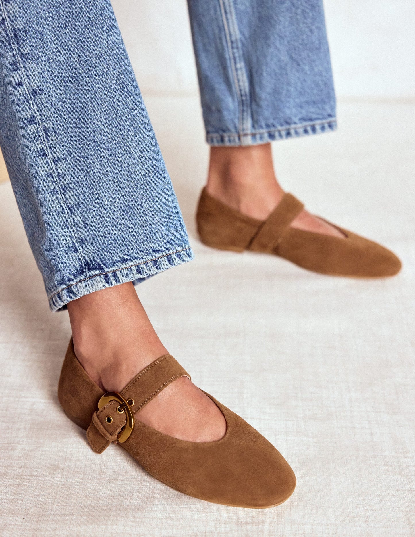 Kylie Flat Buckle Mary Janes-Raw Umber
