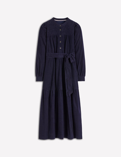 Cecily Cord Midi Dress-Navy