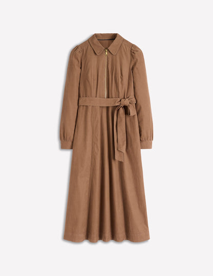 Adelaide Zip Cord Midi Dress-Latte