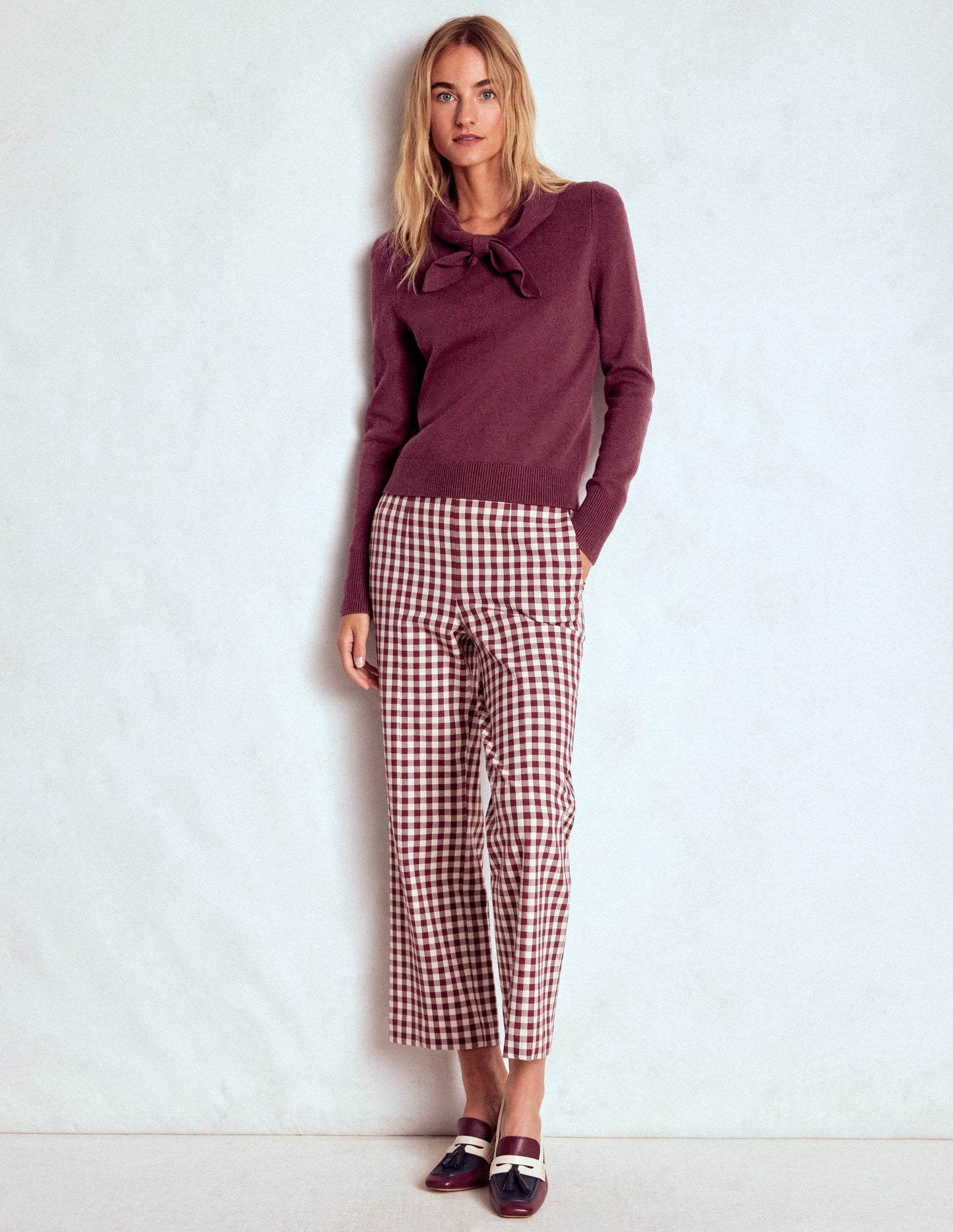 Knitted Bow Sweater-Deep Wisteria