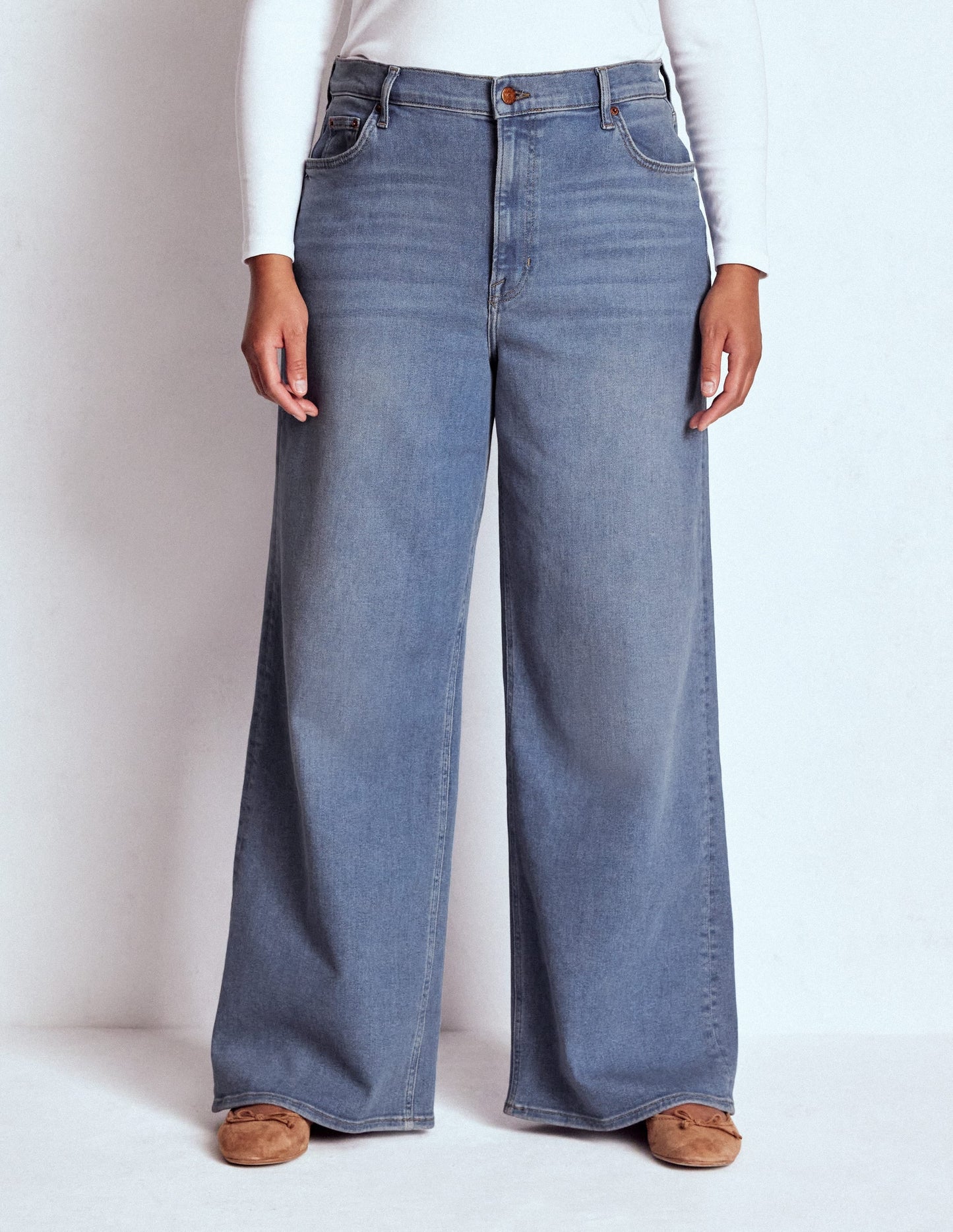 High Rise Wide Leg Jeans-Light Vintage