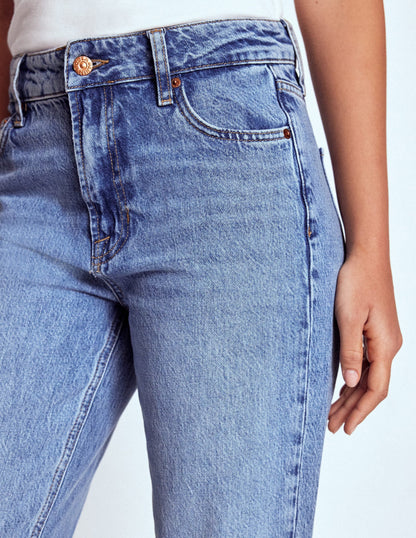 High Rise Straight Leg Jeans-Light Vintage