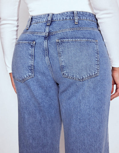 High Rise Straight Leg Jeans-Light Vintage