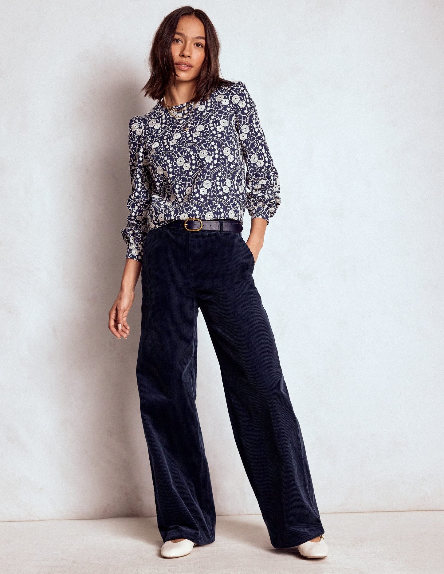 Belgravia Chunky Cord Pants-Navy