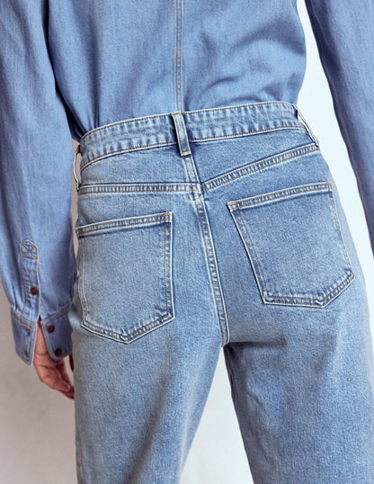 Mid Rise Straight Leg Jeans-Light Vintage