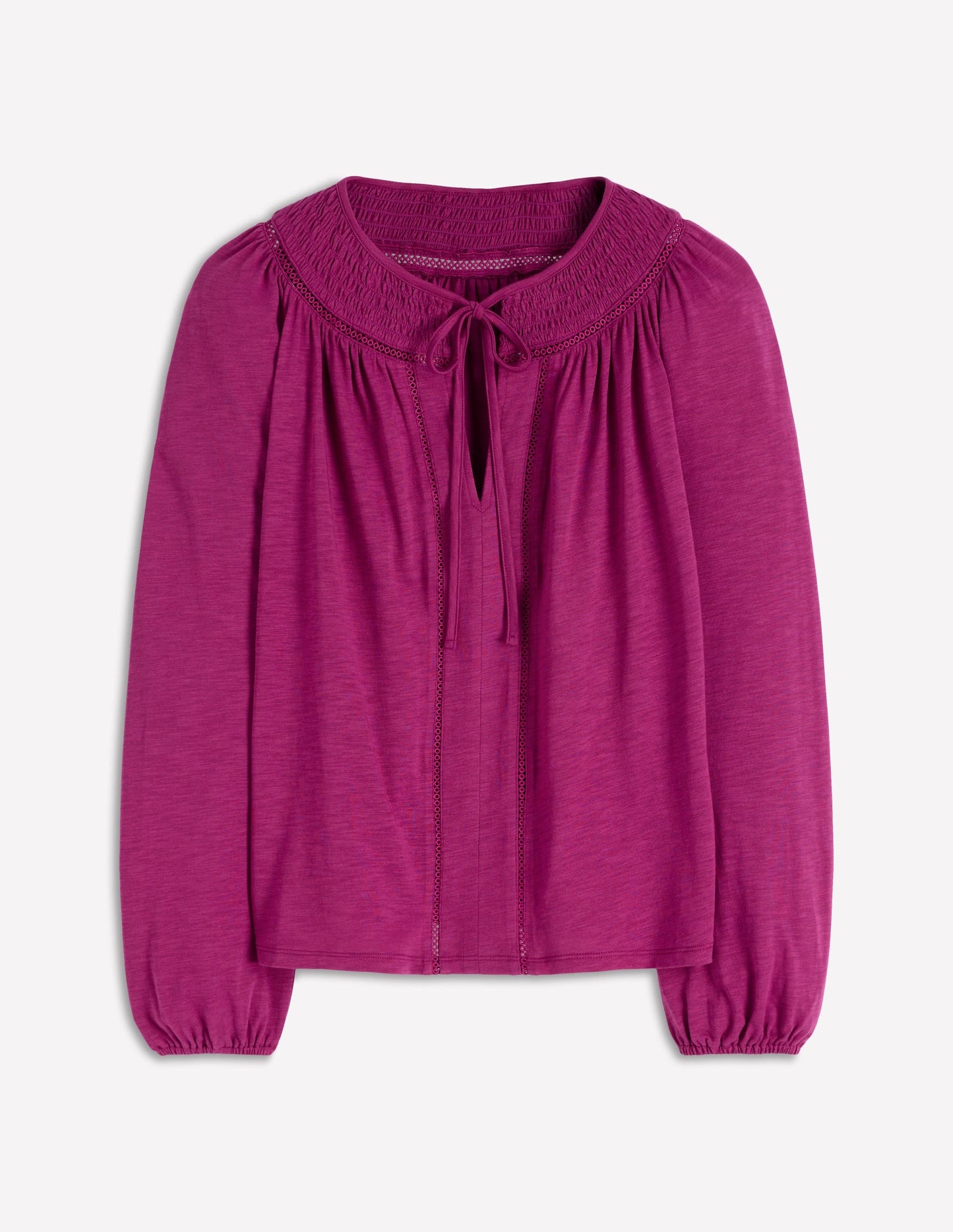 Georgia Smocked Jersey Top-Rich Magenta