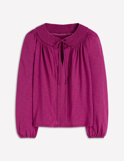Georgia Smocked Jersey Top-Rich Magenta