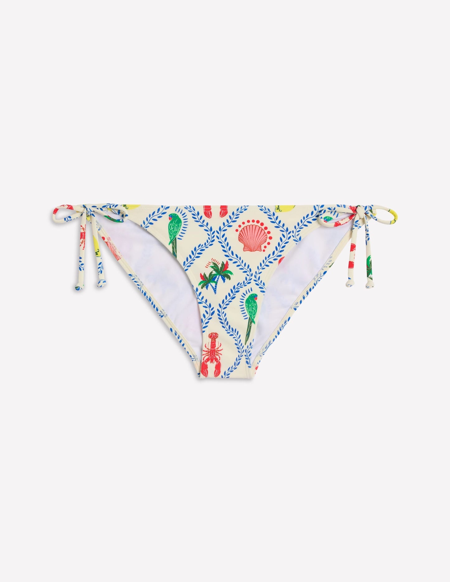 Symi String Bikini Bottoms-Ivory Tropical Bonanza Vine