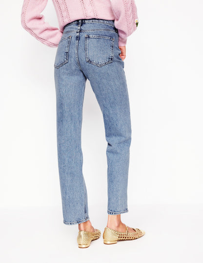 High Rise Straight Leg Jeans-Light Vintage