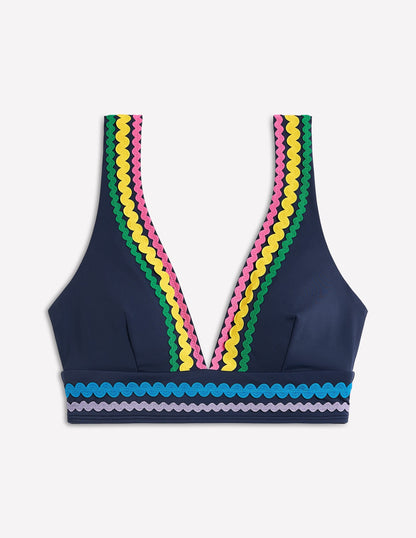 Porto V-neck Bikini Top-Navy Rik Rak