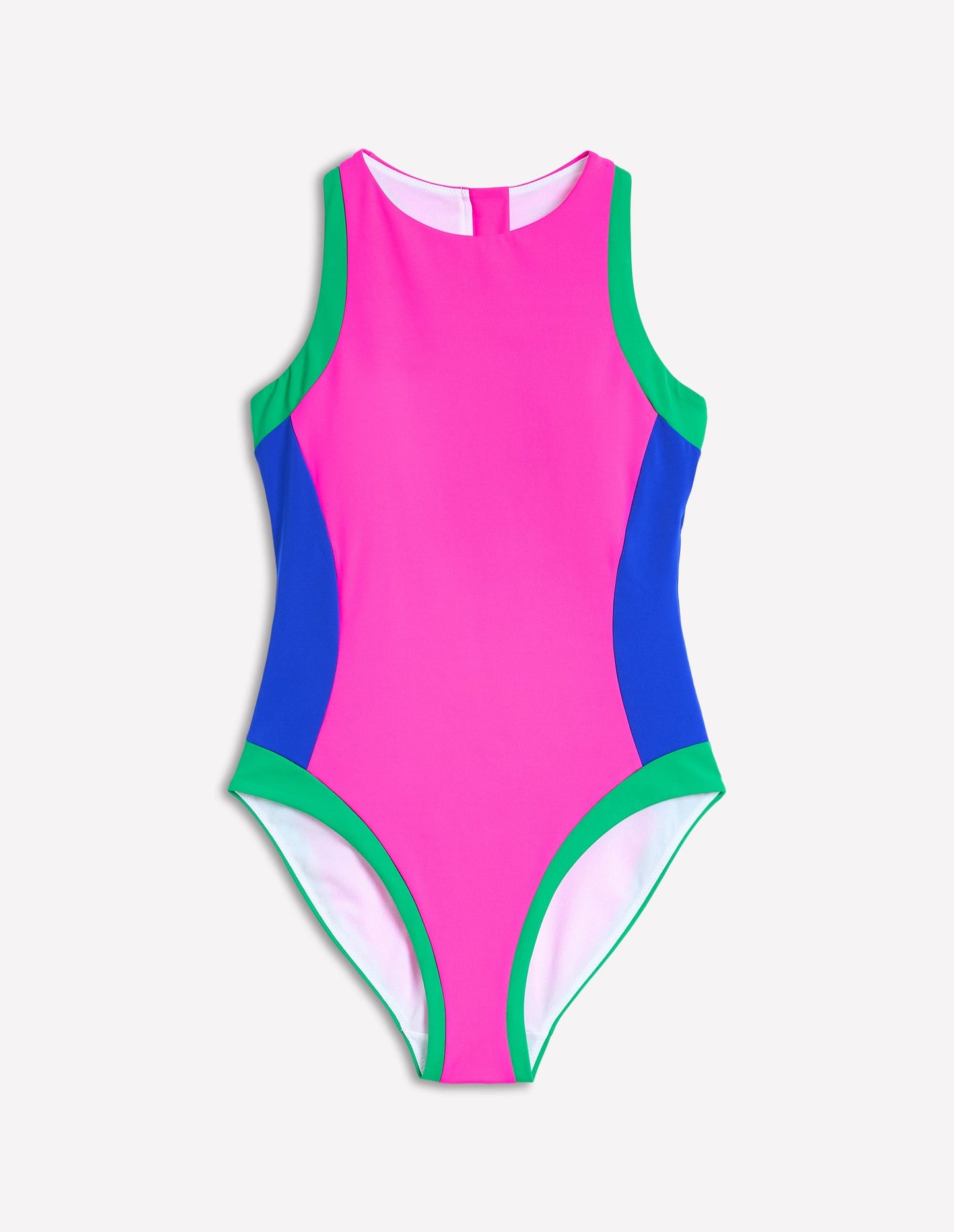 Sporty High Neck Swimsuit-Colbolt Colourblock