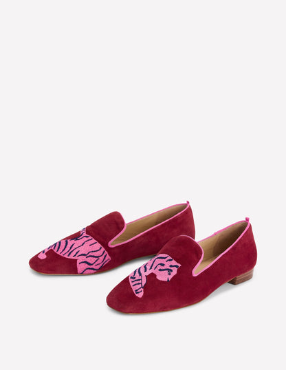 Slipper Cut Loafers-Oxblood Tiger
