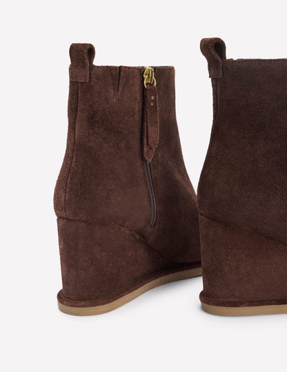 Smart Wedge Boots-Bitter Chocolate