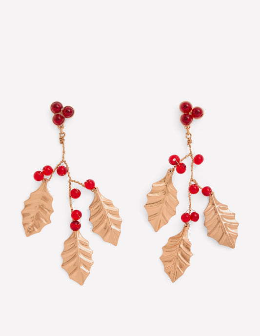 Festive Metal Earrings-Red