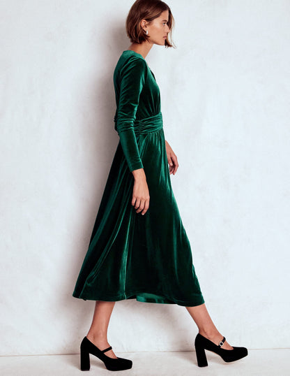 Tilda Velvet Midi Dress-Botanical Garden