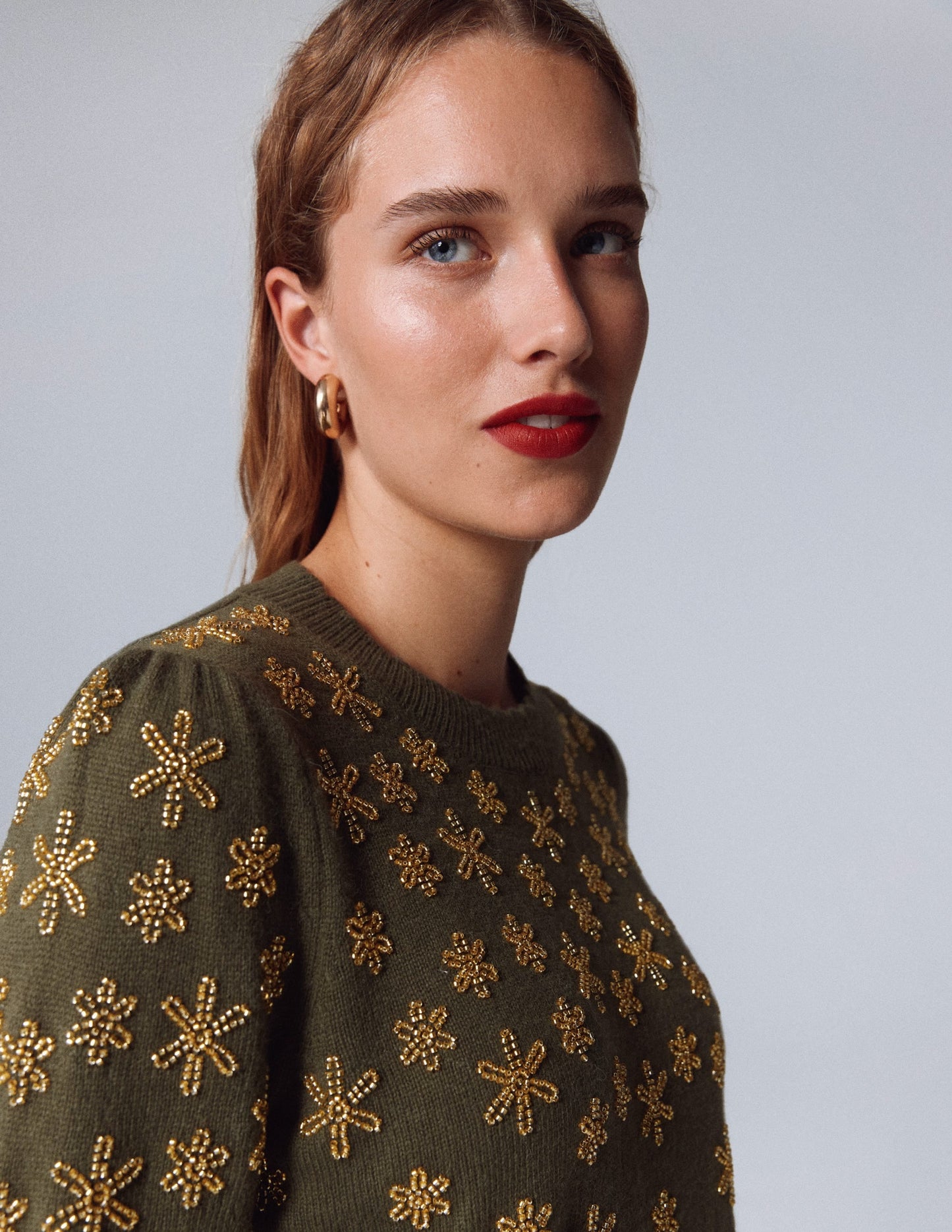 Elizabeth Embellished Sweater-Leaf Green