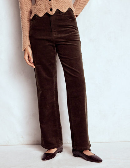 5-Pocket Cord Column Jeans-Espresso