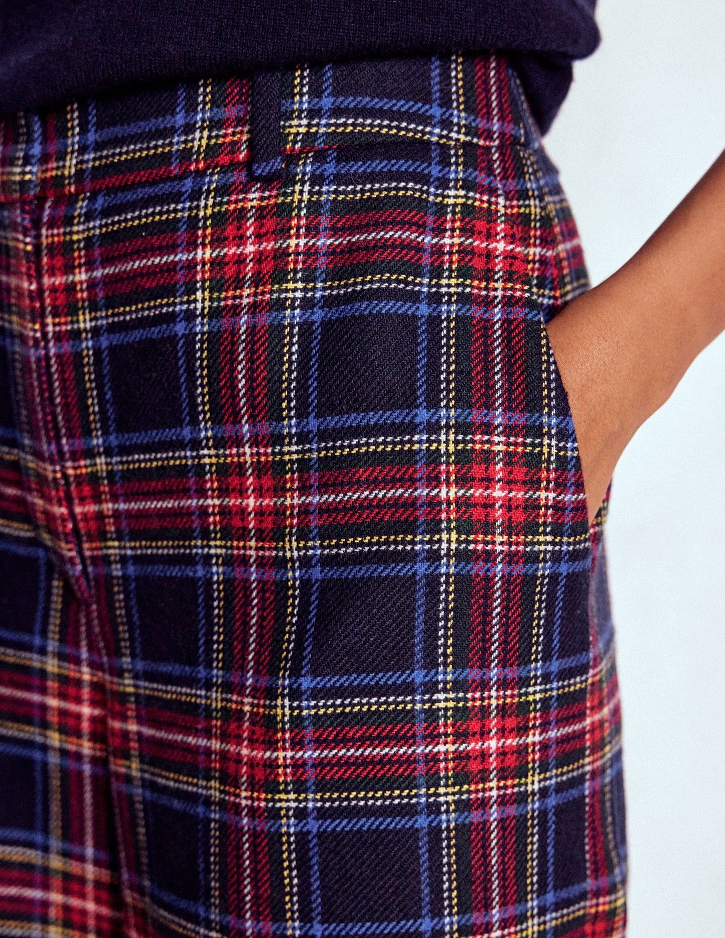 Belgravia Wool Blend Pants-Navy, Green and Red Check