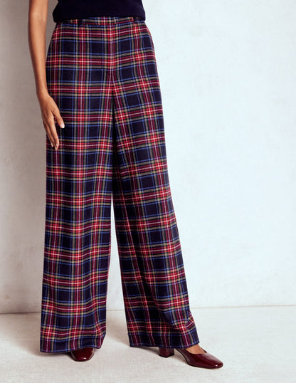 Belgravia Wool Blend Pants-Navy, Green and Red Check
