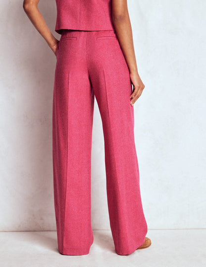 Belgravia Wool Blend Pants-Red and Pink Wide Herringbone