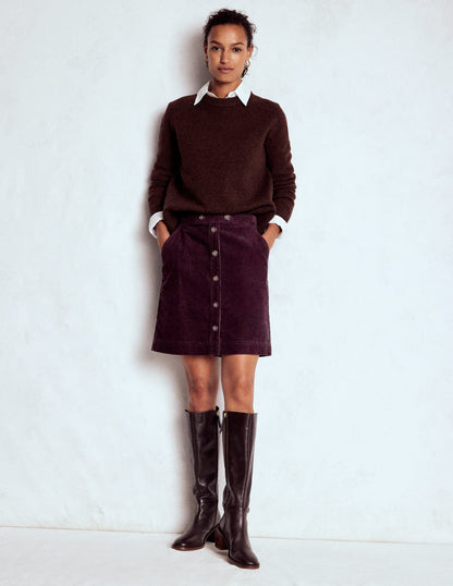 Cecelia Cord Skirt-Deep Aubergine