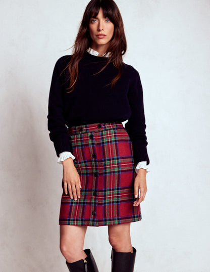 Cecelia Wool Skirt-Red, Blue and Green Check