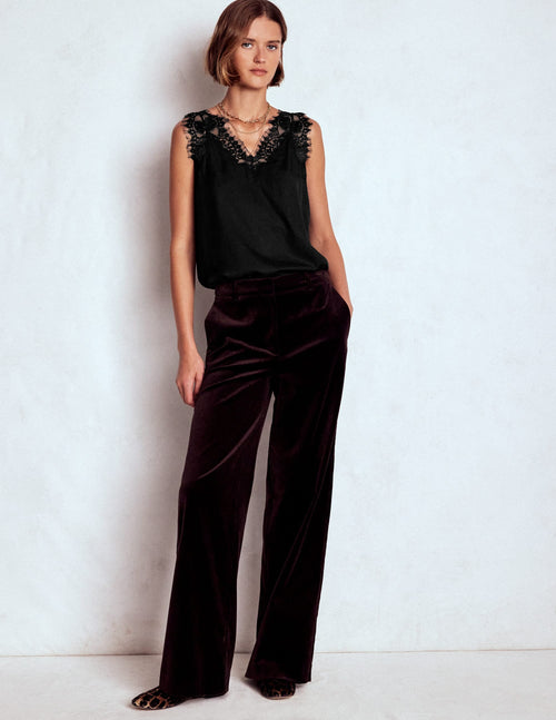 Ara Silk Blend Lace Cami-Black