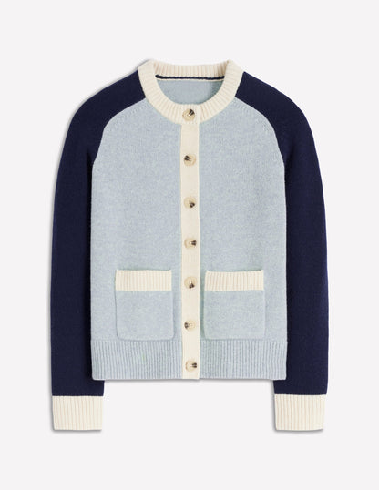 Marion Merino Cardigan-Snowbird Blue, Navy