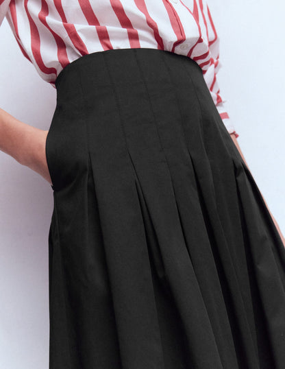 Valentina Cotton Sateen Skirt-Black