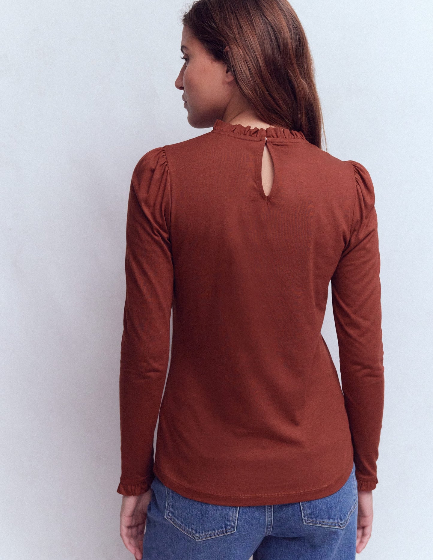 Supersoft Frill Detail Top-Roasted Brown
