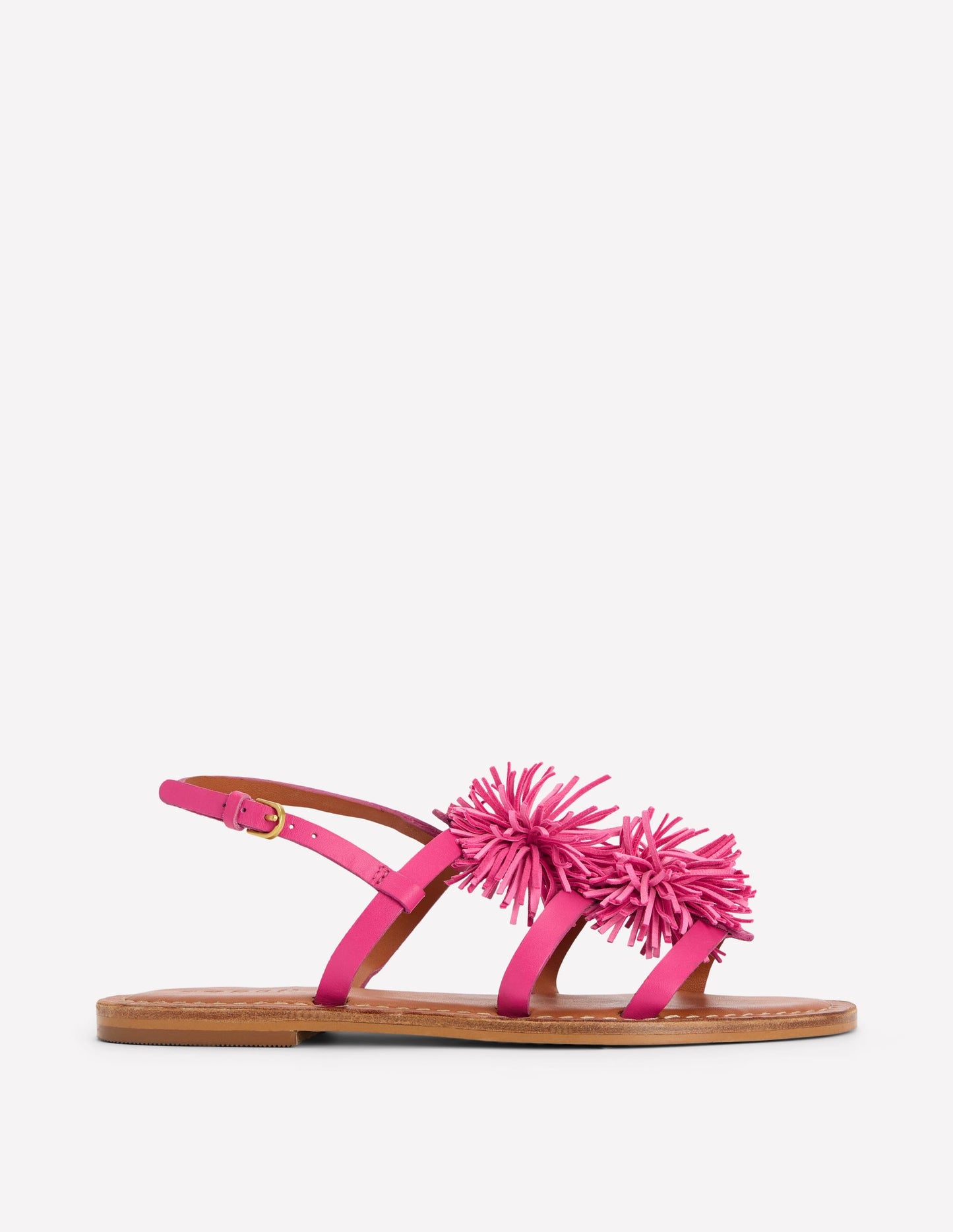 Pom Pom Flat Sandals-Pink