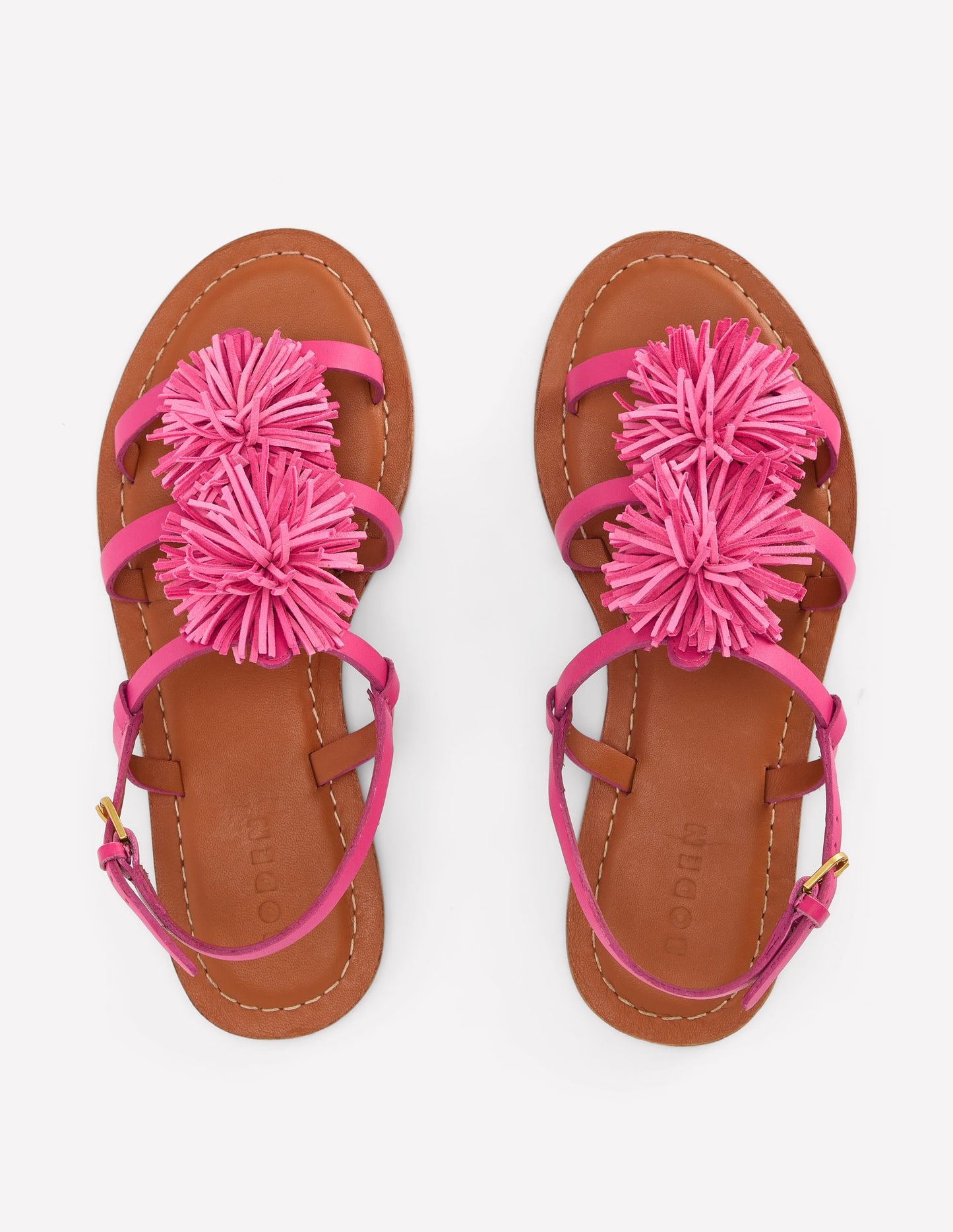 Pom Pom Flat Sandals-Pink