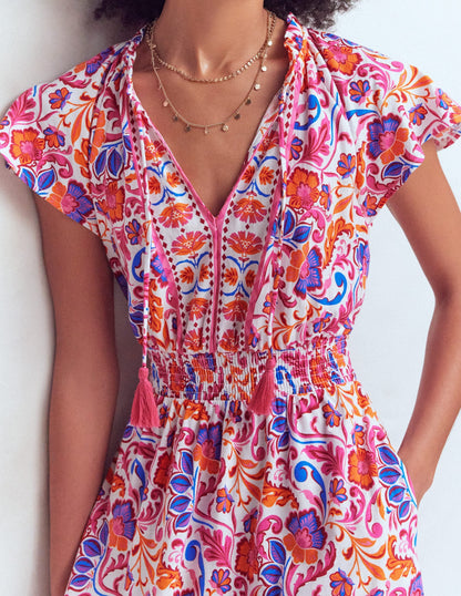 Tala Tiered Jersey Maxi Dress-Pink, Flourishing Meadow