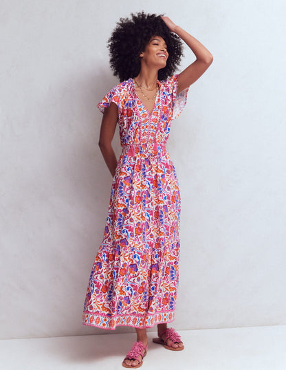 Tala Tiered Jersey Maxi Dress-Pink, Flourishing Meadow